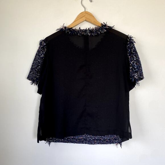 FRNCH Paris Wool Blend Frayed Tweed Top Large - Picture 6 of 8